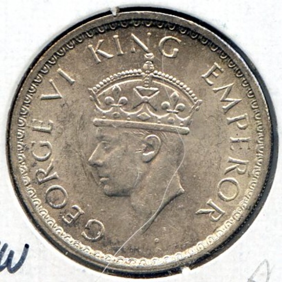 India/British 1941 silver 1/2 rupee lustrous AU