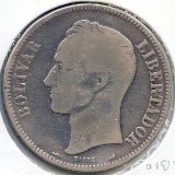 Venezuela 1904 silver 5 bolivares about F