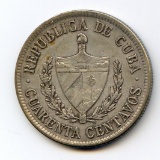 Cuba 1920 silver 40 centavos VF