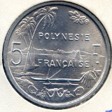 French Polynesia 1965 5 francs choice BU