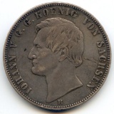 Germany/Saxony 1864-B silver 1 thaler VF
