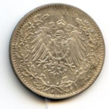 Germany/Empire 1918-J silver 1/2 mark AU planchet flaws