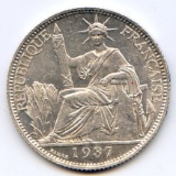 French Indochina 1937 silver 20 cents BU