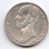 Netherlands 1846 silver 1 gulden hairlined VF