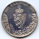 Norway 1914 silver 2 kroner prooflike AU