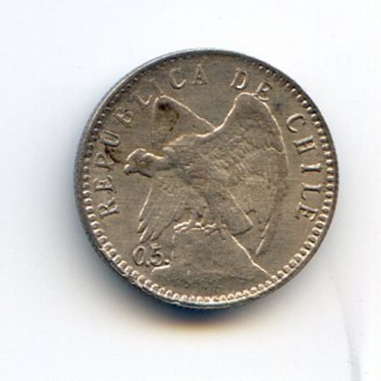 Chile 1899 silver 5 centavos BU