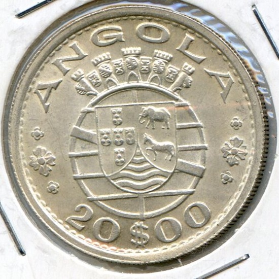 Angola 1955 silver 20 escudos BU