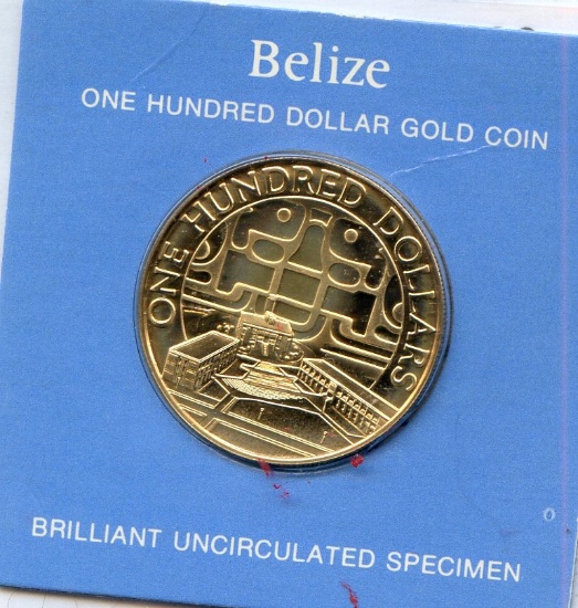 Belize 1975 GOLD 100 dollars BU