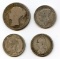 Great Britain 1866-90 silver minors, 4 pieces