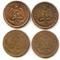 Mexico 1942-47 1 centavos, 4 UNC pieces
