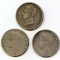 Spain 1900-03 silver 1 pesetas, 3 pieces F to VF