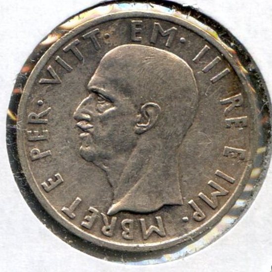Albania 1939-R silver 5 lek about XF