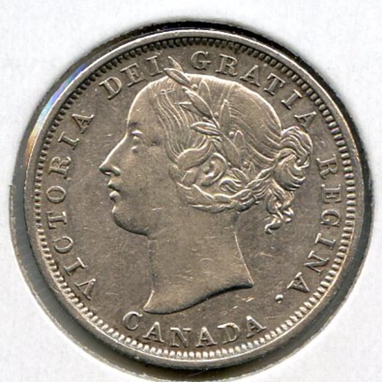Canada 1858 silver 20 cents about XF
