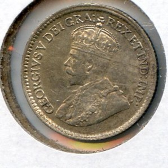 Canada 1918 silver 5 cents lustrous AU