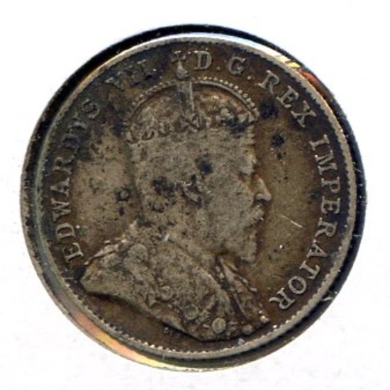 Canada 1910 silver 10 cents F