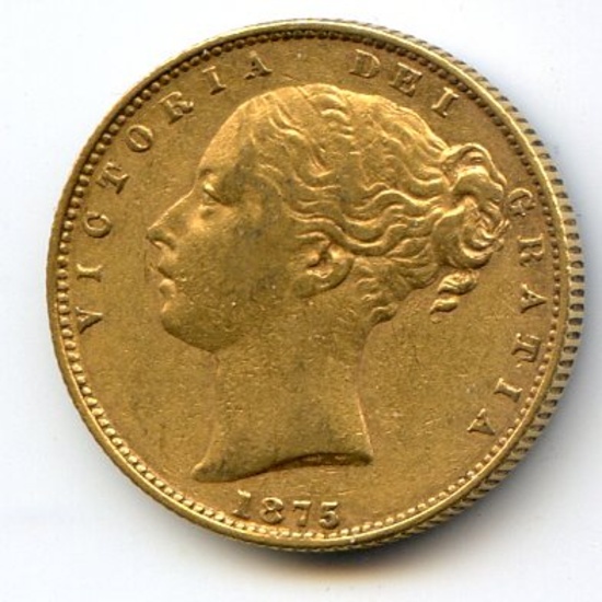 Australia 1875-S GOLD 1 sovereign good VF