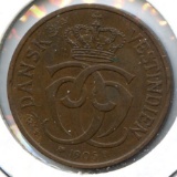 Danish West Indies 1905-P 2 cents AU BN