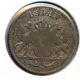 Germany/Baden 1840 silver 6 kreuzer F/VF