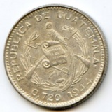 Guatemala 1944 silver 10 centavos UNC