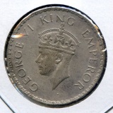 India/British 1940 silver 1 rupee AU/UNC