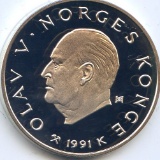 Norway 1991 silver 50 kroner PROOF Lillehammer Olympics