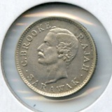 Sarawak 1913-H silver 5 cents AU details VERY SCARCE