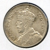 Southern Rhodesia 1935 silver 1 shilling lightly toned UNC