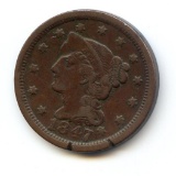 USA 1847 large cent VF details