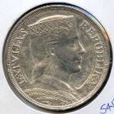 Latvia 1931 silver 5 lati AU/UNC