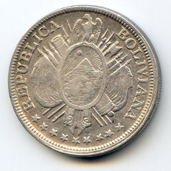 Bolivia 1900 MM silver 50 centavos good VF