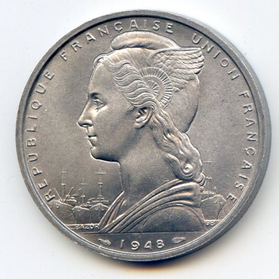French Somaliland 1948 5 francs choice BU SCARCE