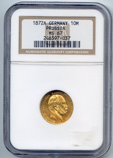 Germany/Prussia 1872-A GOLD 10 marks NGC MS67