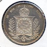 Brazil 1855 silver 1000 reis XF