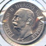 Germany/Anhalt-Dessau 1909-A silver 3 marks AU