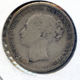 Great Britain 1885 silver 1 shilling F