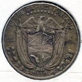 Panama 1930 silver 1/2 balboa about XF