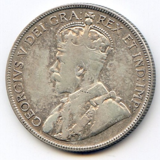 Canada 1931 silver 50 cents F+