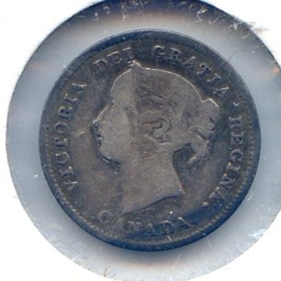 Canada 1893 silver 5 cents about VF