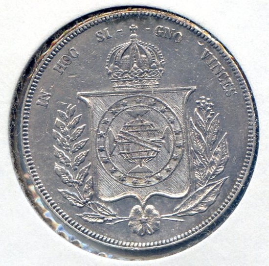Brazil 1863 silver 1000 reis XF