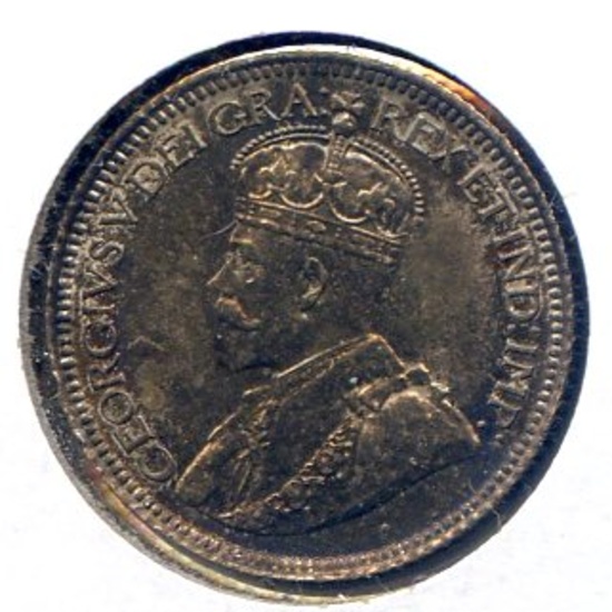 Canada 1929 silver 10 cents toned BU