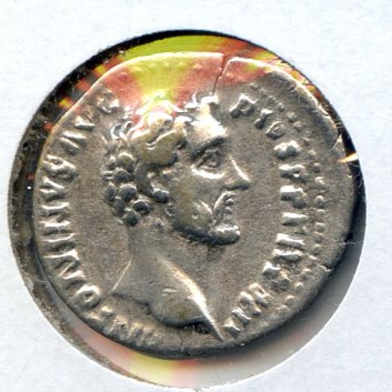 Ancient/Imperial Roman c. 148 CE silver denarius VF
