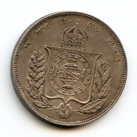 Brazil 1858 silver 1000 reis XF
