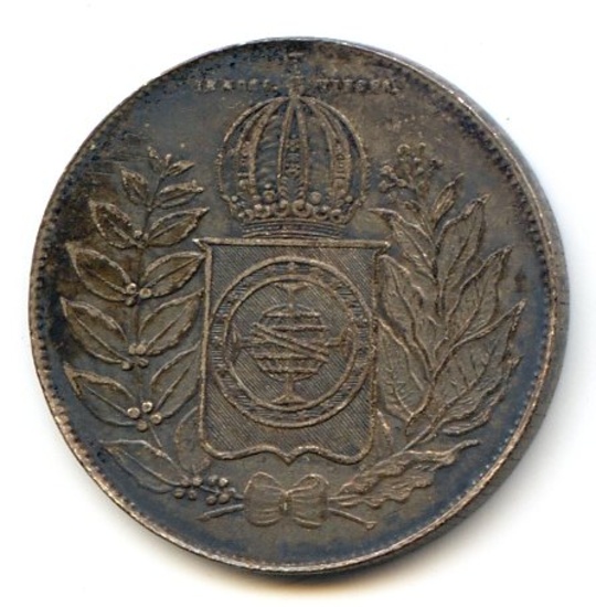 Brazil 1851 silver 500 reis toned XF