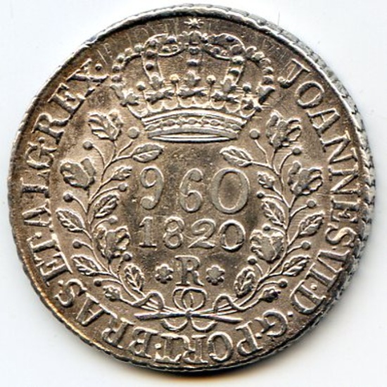 Brazil 1820-R silver 960 reis XFold cleaning