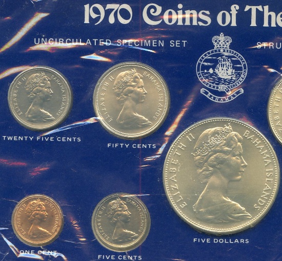 Bahamas 1970 silver uncirculated specimen set, 9 pieces
