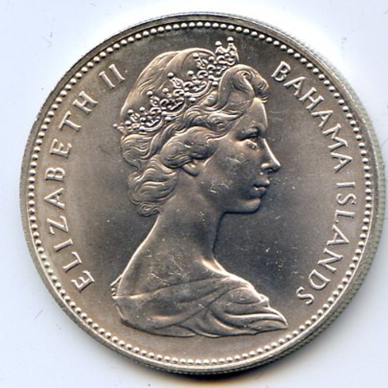 Bahamas 1970 silver 2 dollars BU