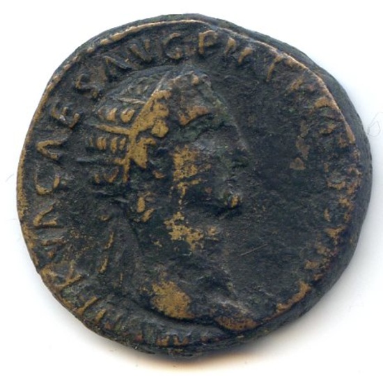 Ancient/Imperial Roman c. 98 CE Nerva bronze dupondius F