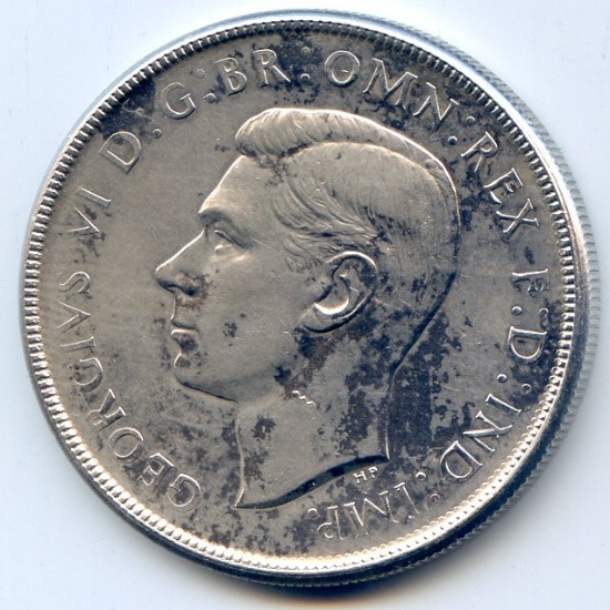 Australia 1937 silver crown AU details, cleaned