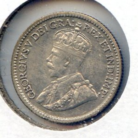 Canada 1912 silver 5 cents nice XF