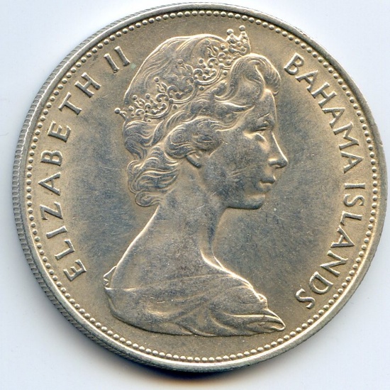 Bahamas 1966 silver 5 dollars 2 AU pieces